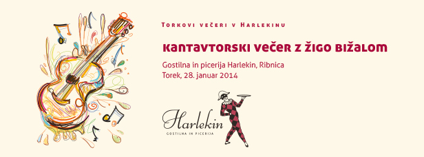 Kantavtorski večer z Žigo Bižalom – Torkovi večeri v Harlekinu